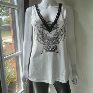 MISSLOOK Harley Davidson lace up neck tank
